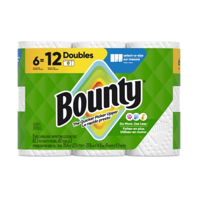 Bounty Paper Towels Select-A-Size White, 6 Double Rolls, 123 Sheets Per Roll