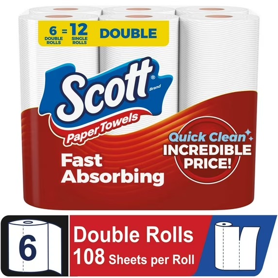 Scott Paper Towels Choose-A-Sheet 6 Double Rolls