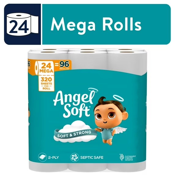 Angel Soft 2-Ply Toilet Paper, 24 Rolls