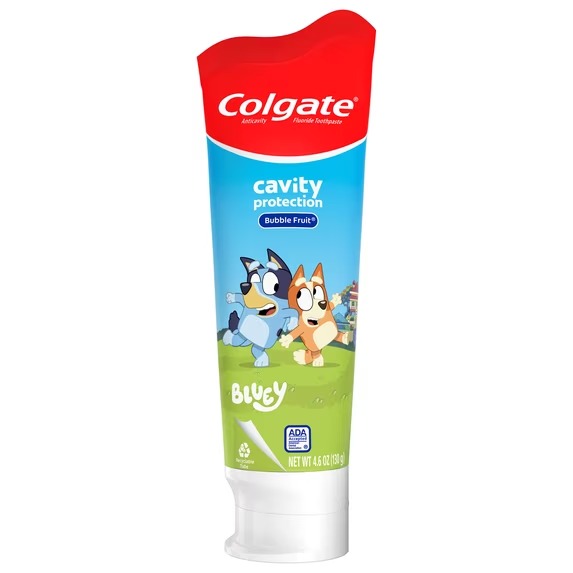 Colgate Bluey Kids Toothpaste with Fluoride, Cavity Protection, Mild Bubble Fruit Flavor, 4.6 oz Tube