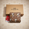 Coach x Peanuts Snap Wallet Signature Canvas Snoopy Print CBN32 NWT